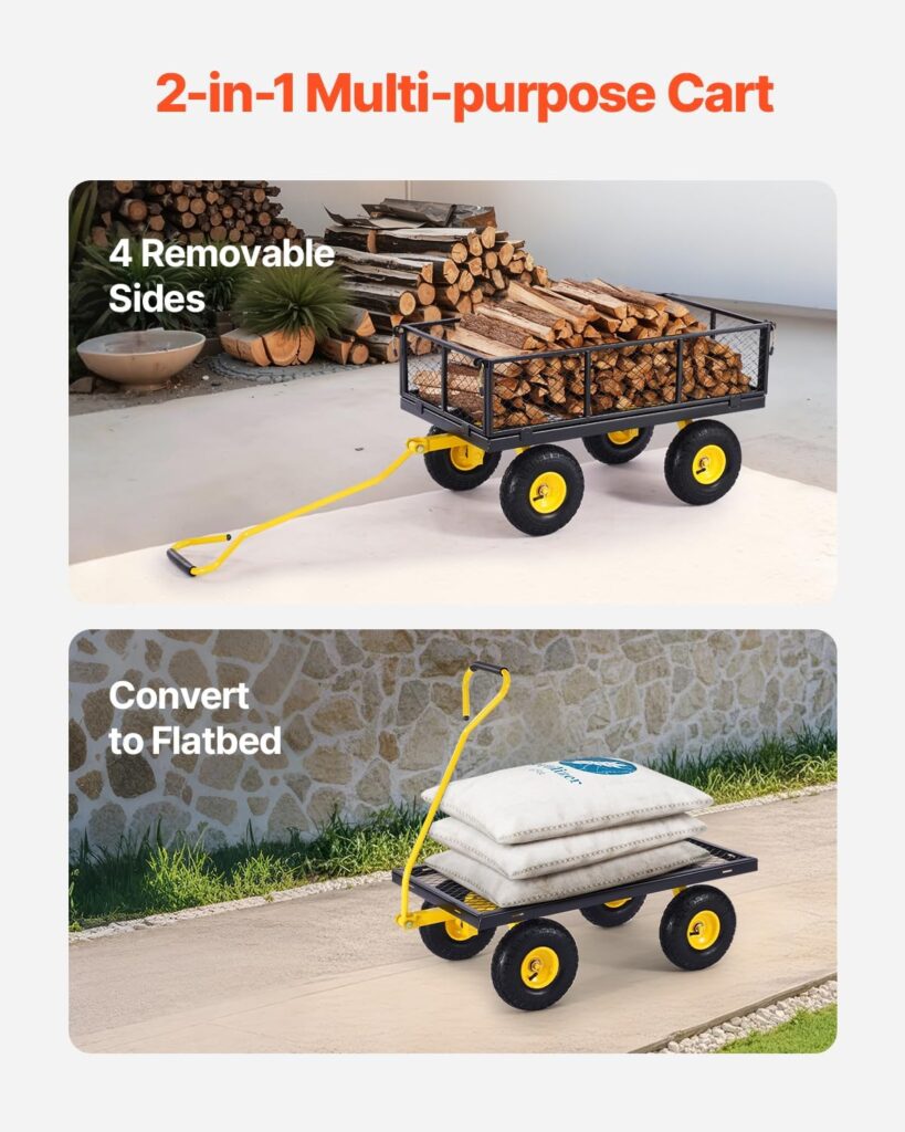 Garden wagon cart with detachable sides for a DIY Giant Rolling Spider
