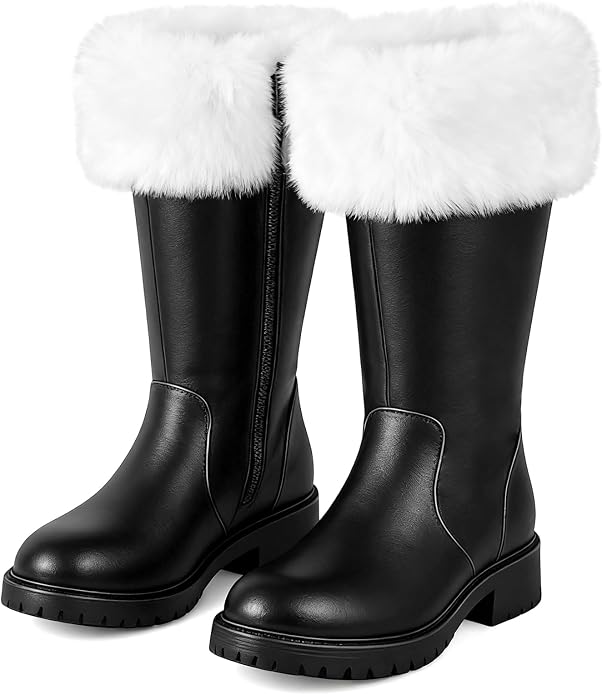 Black Christmas Santa Claus boots for men featured with the DIY Santa Belly project