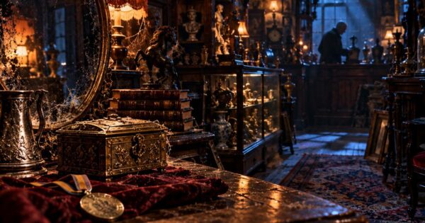 From Beyond the Grave Review featuring the sinister Temptations Ltd antique shop