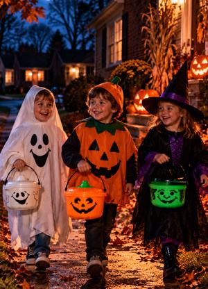 McDonald's Halloween Pails carried by kids trick-or-treating on Halloween night