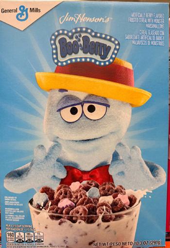 Jim Henson's Boo Berry puppet, a friendly blue ghost inspired by the classic Monster Cereals character.