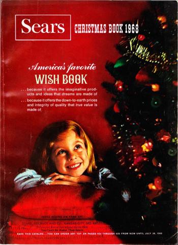 1968 Sears Wish Book Christmas catalog cover featuring a vintage holiday design from the classic Sears Christmas shopping tradition.