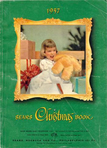 1957 Sears Wish Book Christmas catalog cover, a nostalgic reminder of holiday shopping and Christmas traditions in 1950s America.