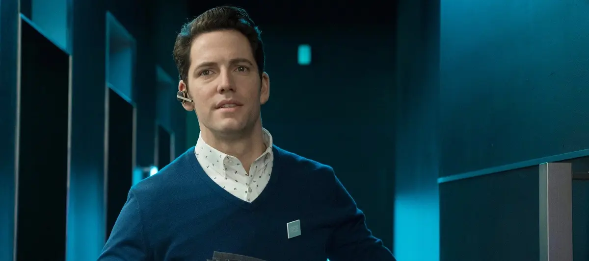Brett Donahue as Craig in Slaxx (2020), a Canadian horror comedy about a pair of possessed killer jeans.
