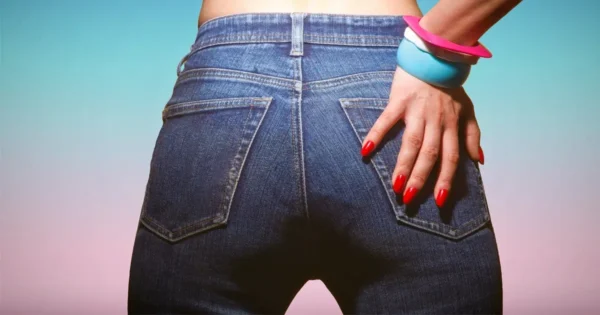Slaxx Review (2020) featuring a pair of possessed killer jeans in a bloody horror comedy set inside a clothing store.