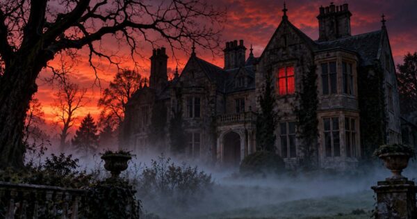 The House That Dripped Blood Review featuring an ominous British country house at dusk